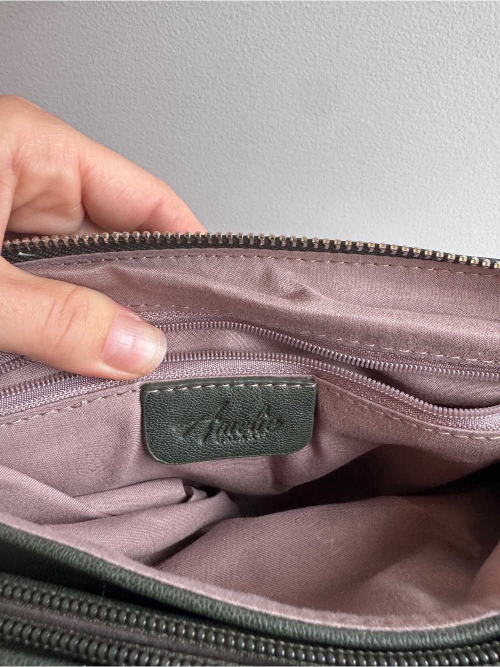 Amelie Galanti Purse. Dark Green Crossbody Bag. - Picture 3 of 9